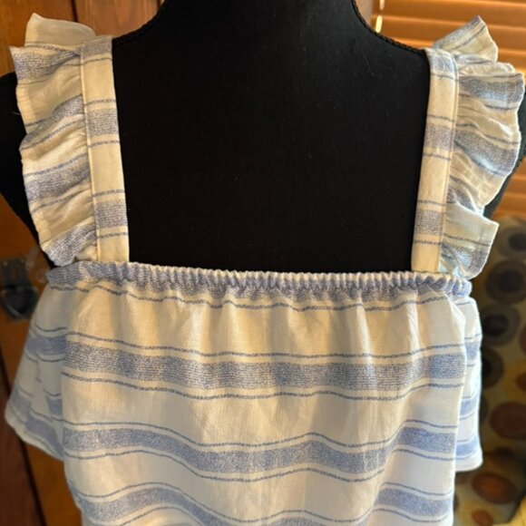 Crave Fame Blue and White Ruffle Tank Top Size Small - Picture 2 of 6